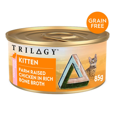 TRILOGY KITTEN CHICKEN IN BONE BROTH 85G 24PK