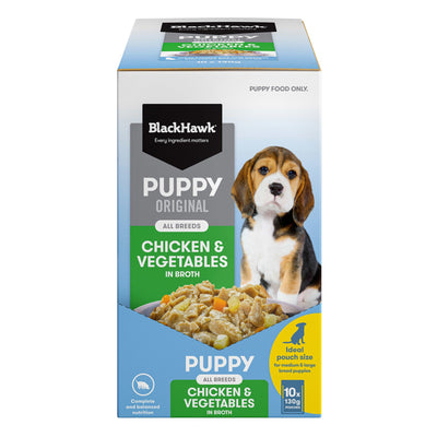 BLACK HAWK PUPPY CHICKEN & VEGETABLES 130G 10PK
