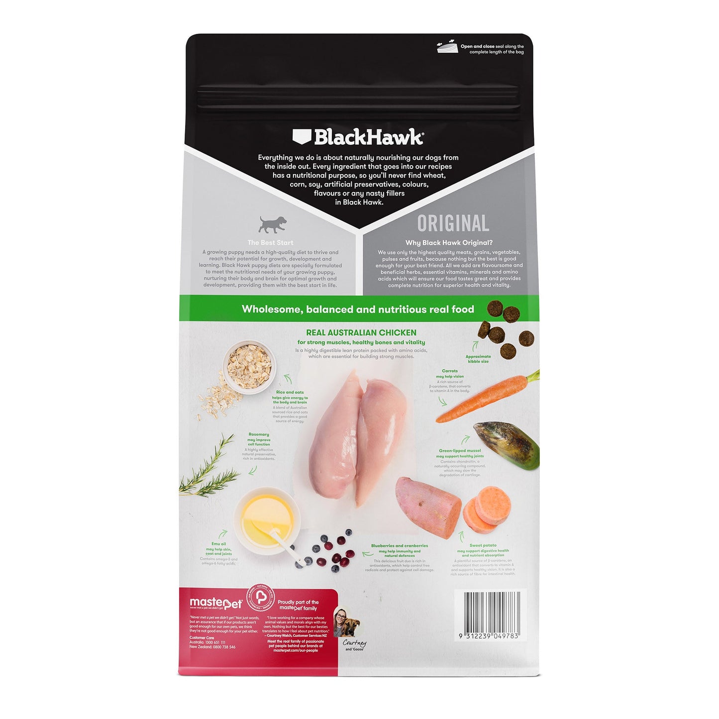 Black Hawk Original Chicken & Rice Large Puppy Food 10kg