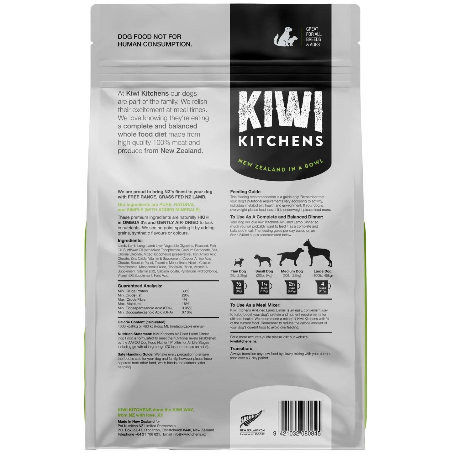 Kiwi Kitchens Lamb Dinner Air Dried Dog Food 1kg