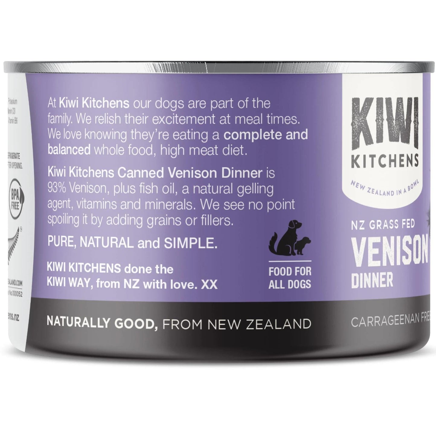 Kiwi Kitchens Venison Dinner Canned Dog Food 18X170g
