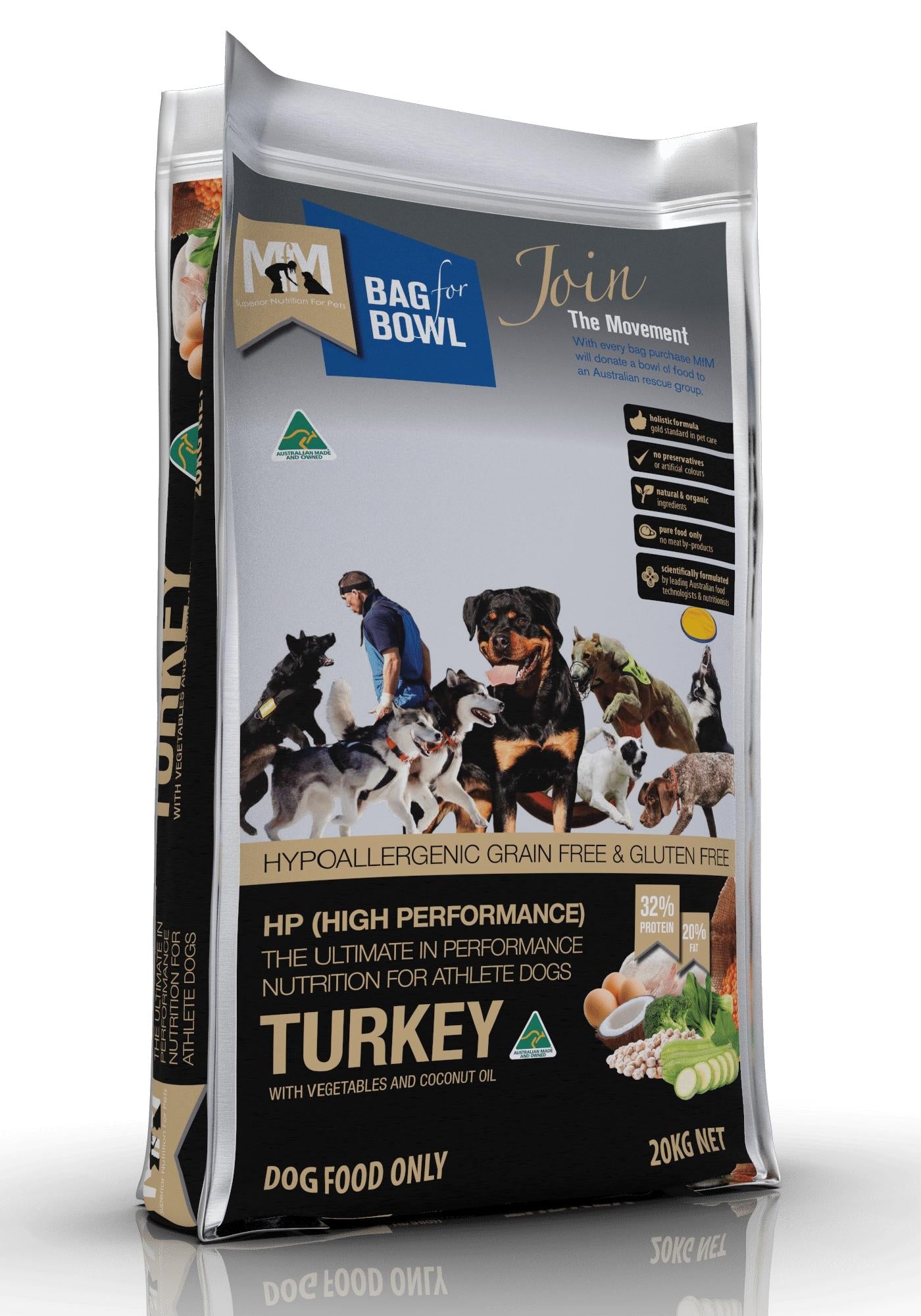 MFM DOG HIGH PERFORMANCE HLISTC GRN & GLT FR BLACK 20KG