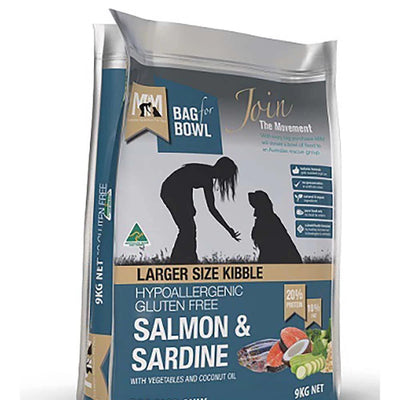 MFM DOG LG KIBBLE SALMON & SARDN GLUTN FREE DARK BLUE 9KG