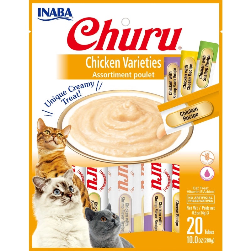 Inaba Churu Puree Chicken Varieties Cat Food Topper 20 x 14g