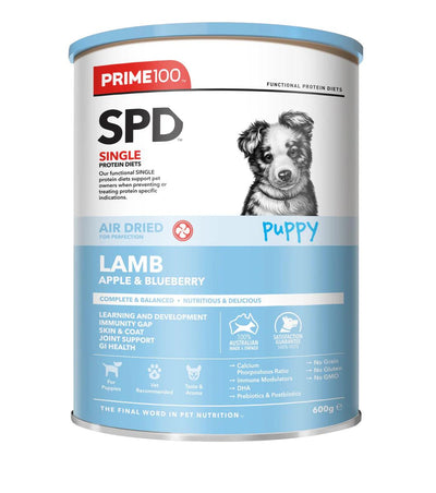 PRIME SPD AIR DRIED PUPPY LAMB APPLE & BLUEBERRY 600G