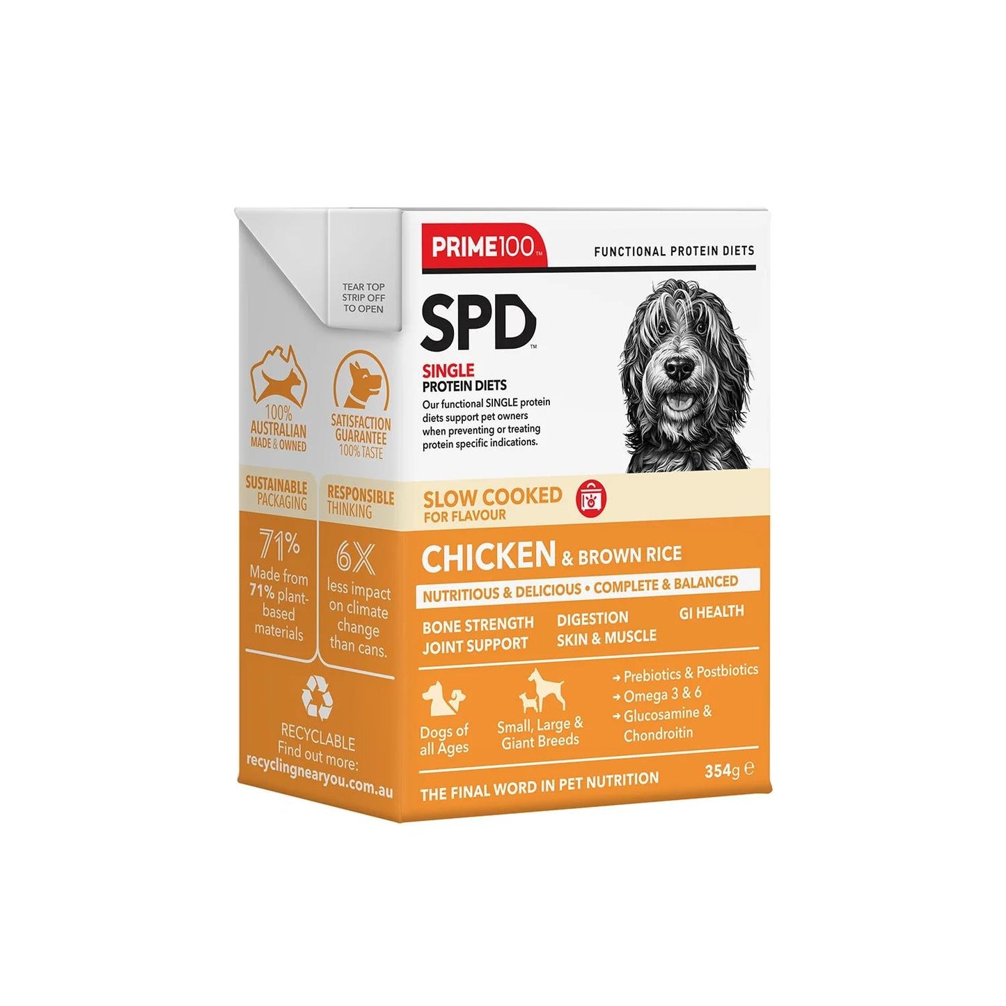 PRIME SPD SLOW COOKED CHICKEN & BROWN RICE 354G 12PK