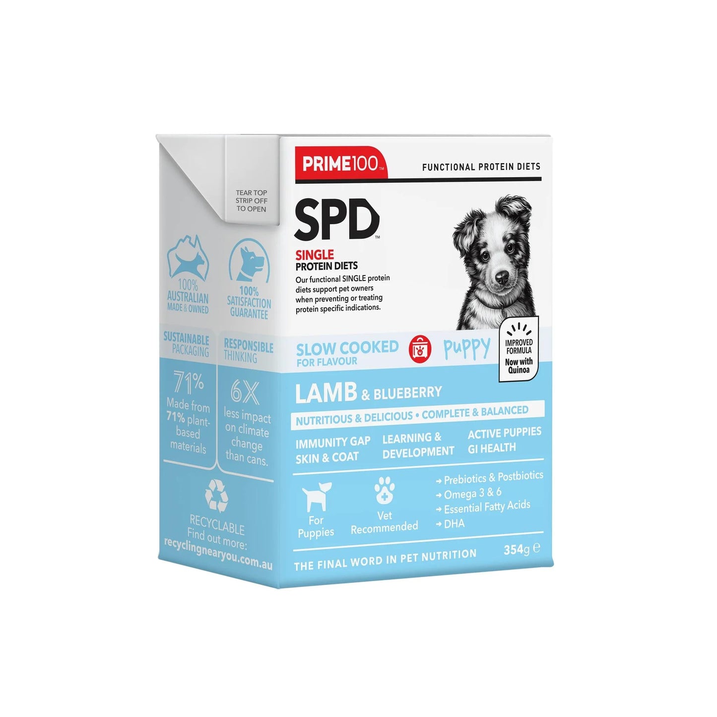 PRIME SPD SLOW COOKED PUPPY LAMB & BBERRY 354G 12PK
