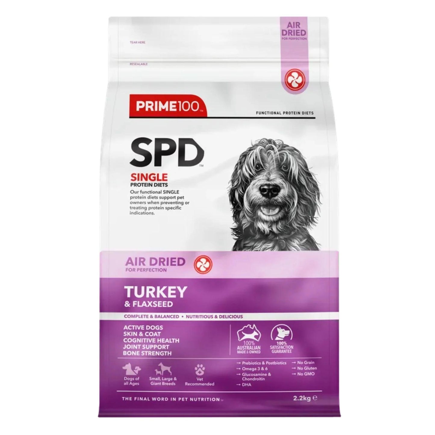 Prime 100 Spd Turkey & Flaxseed Air Dried 2.2kg