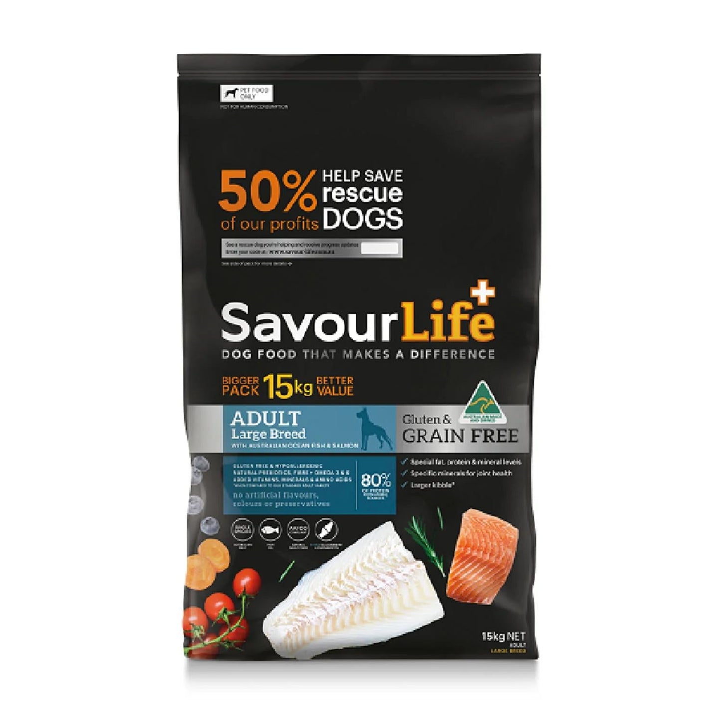 Savourlife Grain-Free Adult Lge Breed Fish 15kg