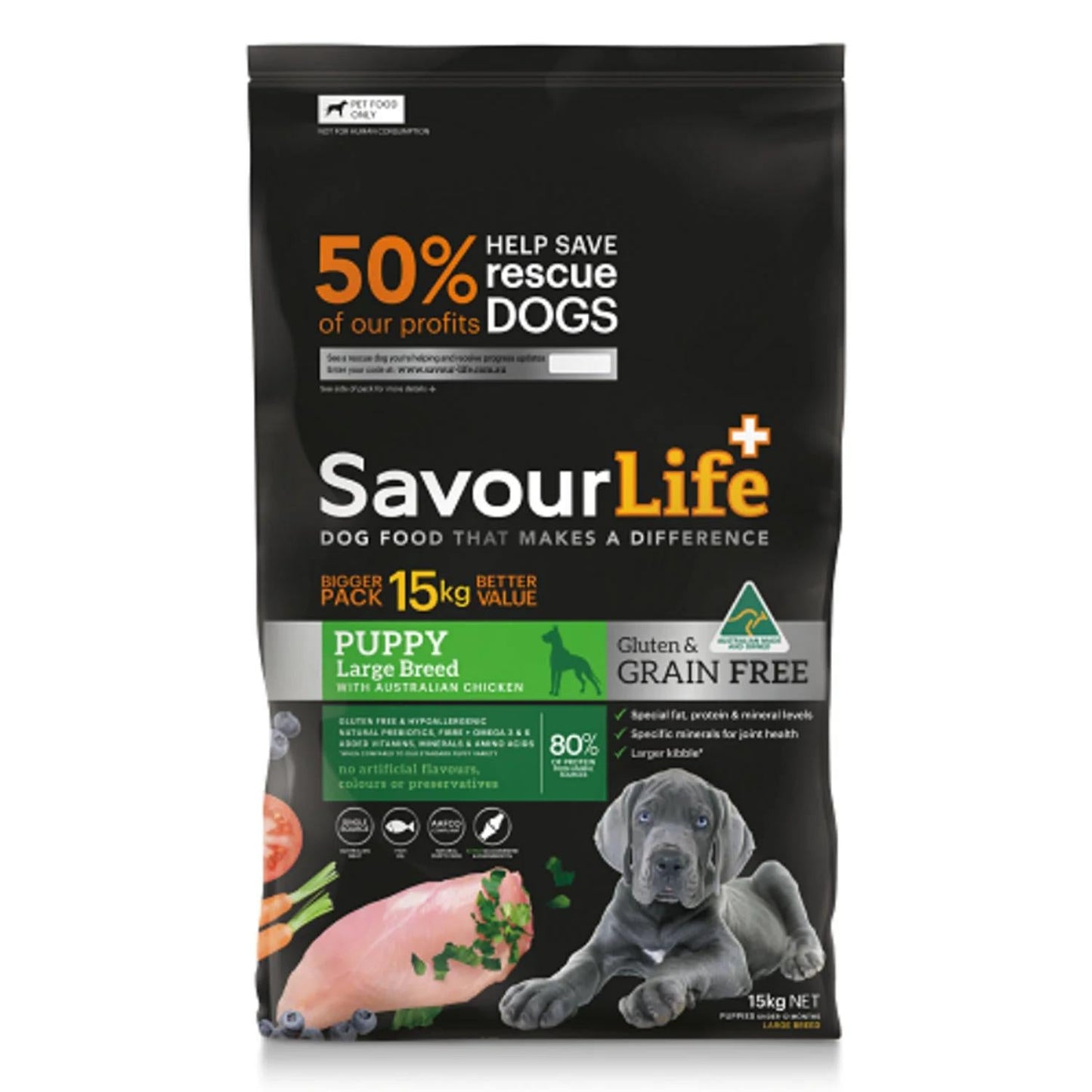 SAVOURLIFE GRAIN-FREE PUPPY LGE BREED CHICKEN 15KG