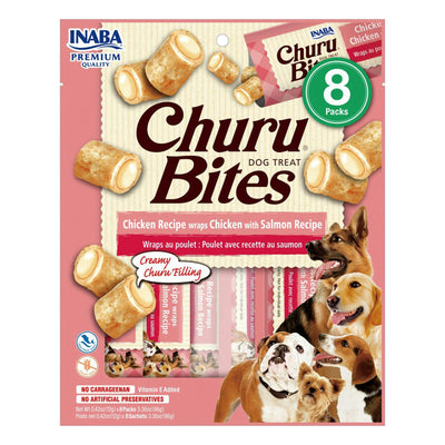 Inaba Churu Bites Chicken With Salmon Recipe Wraps Dog Treat Sachets 6 x 96g