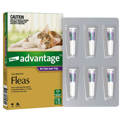 Advantage Flea Treatment For Cats 4kg Purple 6 Pack