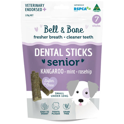 Bell & Bone Senior Dental Sticks Kangaroo, Mint and Rosehip Small 7 Pack