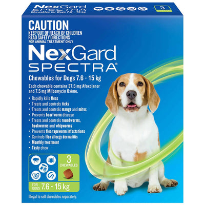 NexGard Spectra Chews For Medium Dogs 7.6-15kg - 3pk