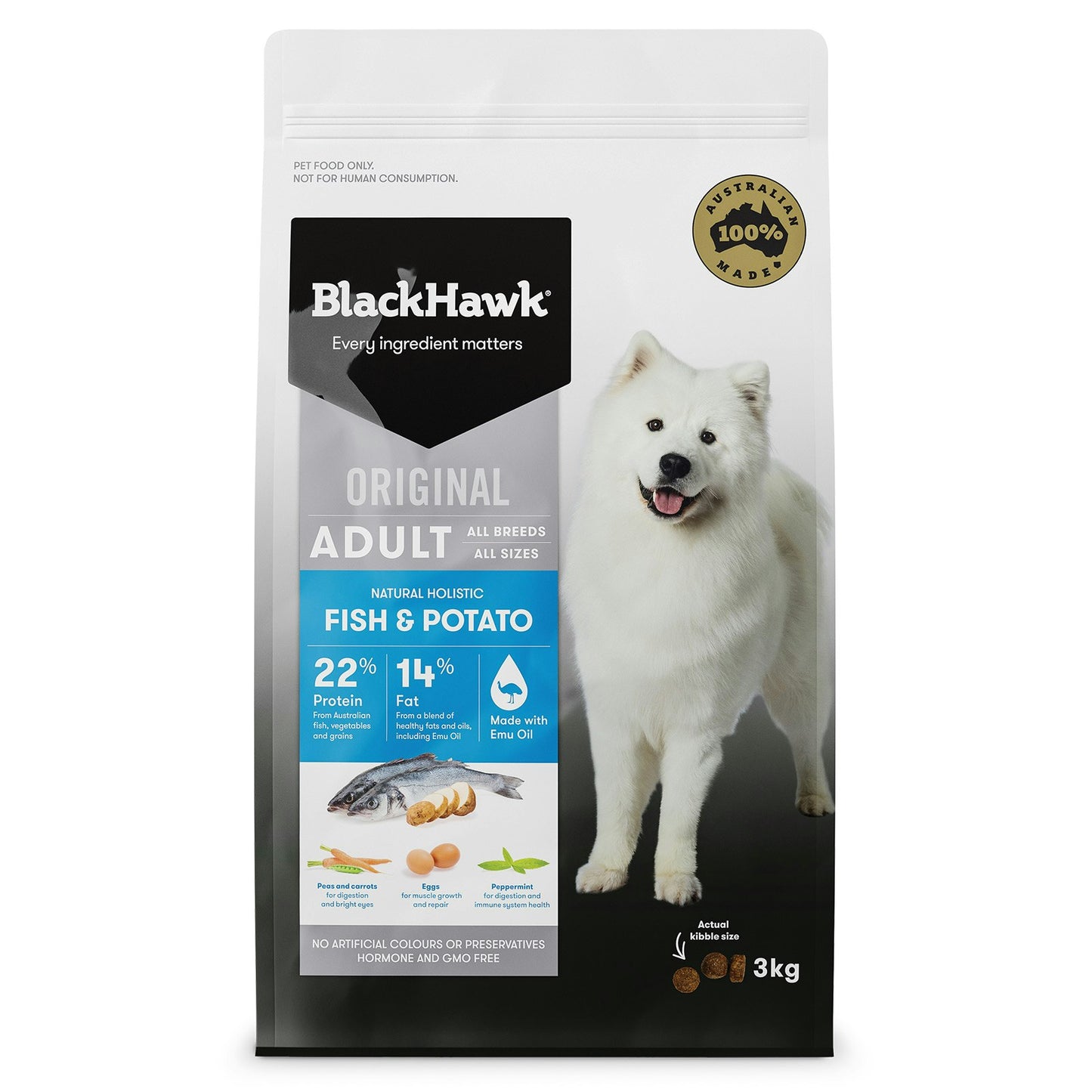 Black Hawk Original Adult Fish and Potato Dry Dog Food 3kg