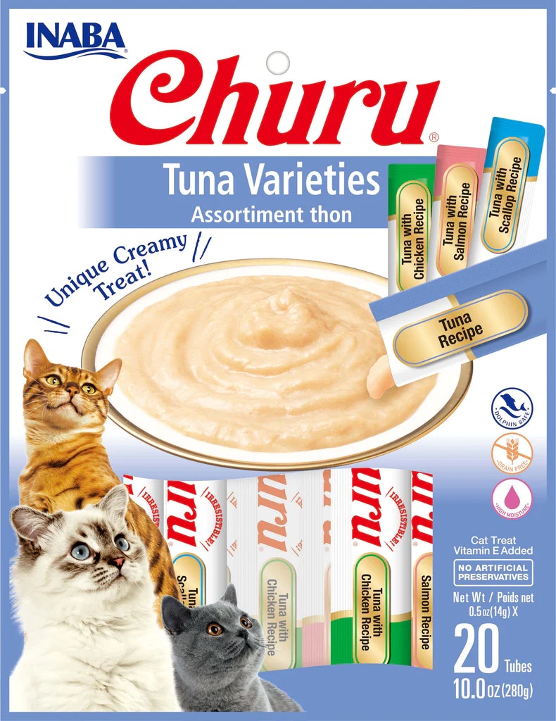 Inaba Churu Puree Tuna Varieties Natural Cat Food Topper 20 x 14g