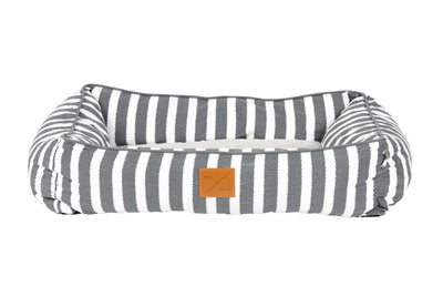 Mog & Bone Bolster Dog Bed - Charcoal Hampton Stripe Small