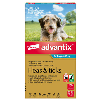 Advantix For Dogs Medium 4-10kg (Teal) 6 Pack