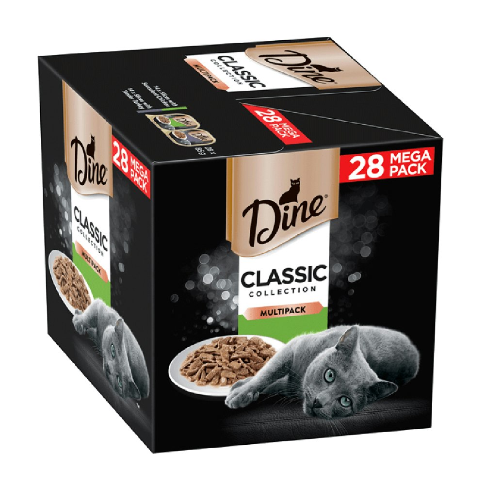 Dine Classic Collection Multipack Succulent Chicken Slices And Tender Turkey Trays Wet Cat Food 28 Pack