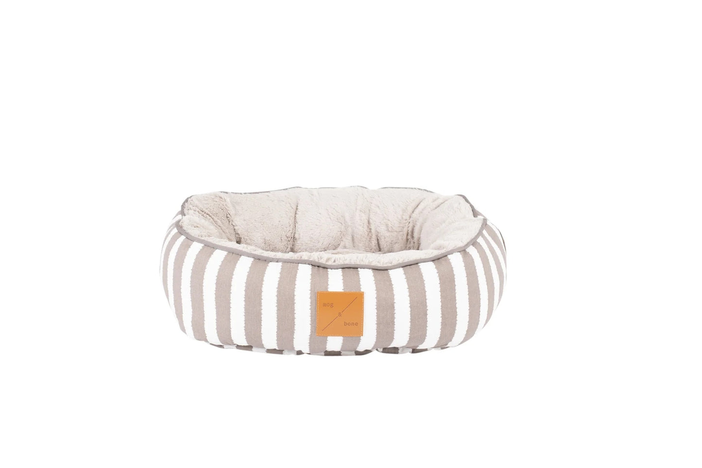 Mog & Bone Reversible Cat Bed - Latte Hamptons Stripe Print