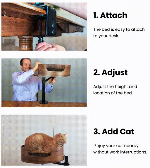 Desk Nest Cat Bed - The Purrfect Cat Bed for Your Desk - Walnut