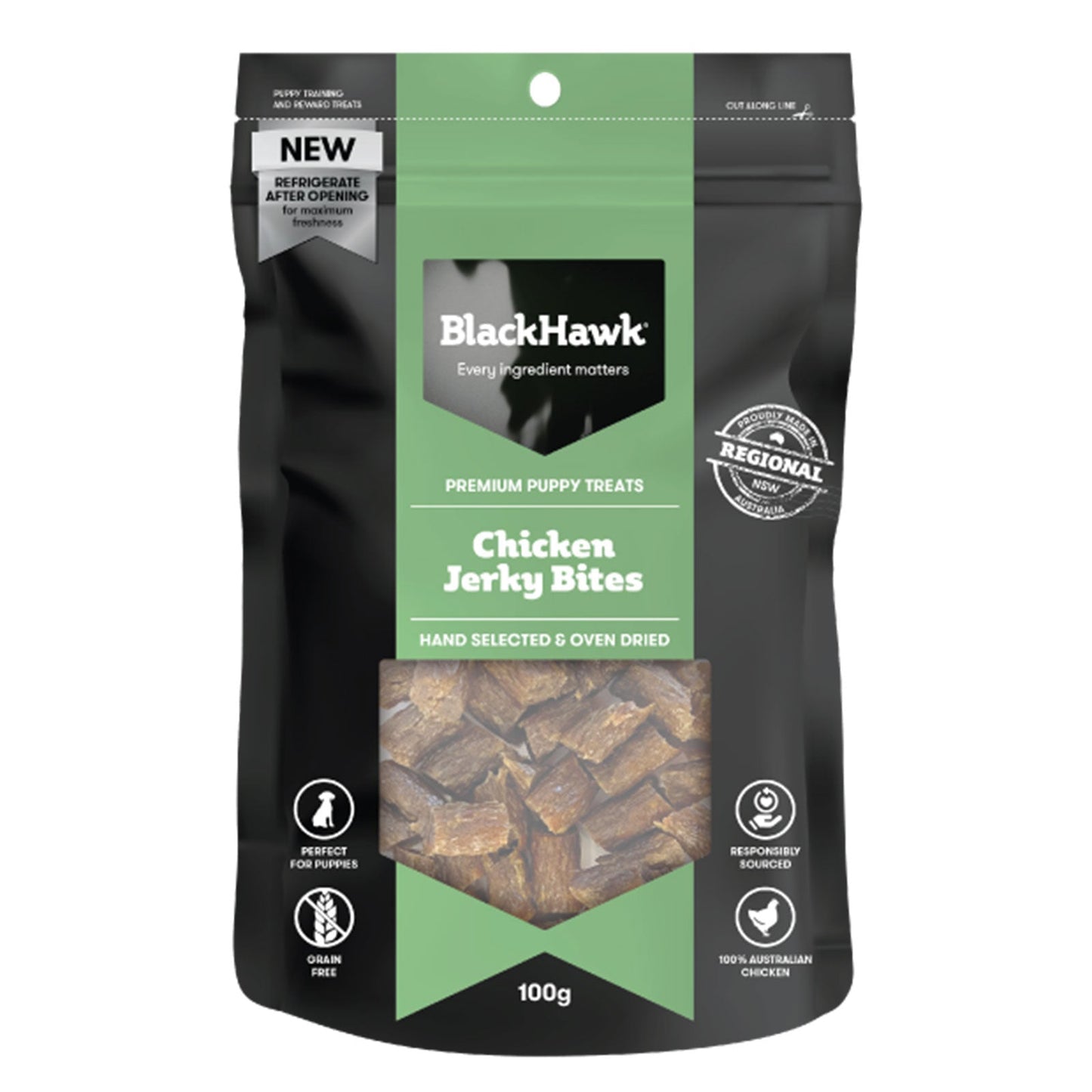 Black Hawk Dog Treats Puppy Chicken Jerky Bites 100g