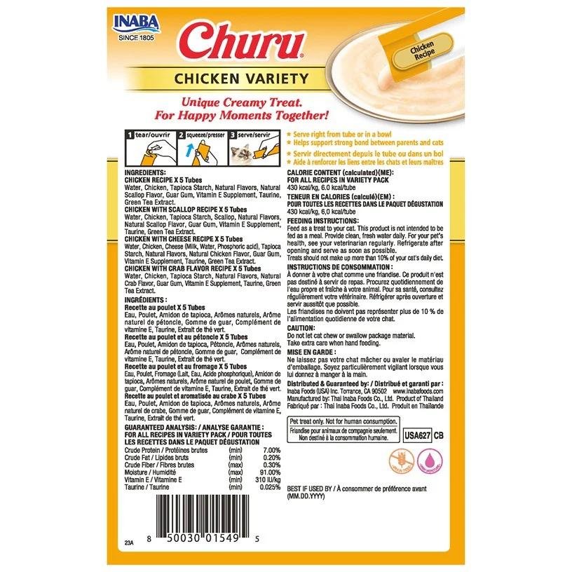 Inaba Churu Puree Chicken Varieties Cat Food Topper 20 X 14g