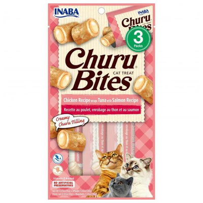 INABA CAT CHURU BITES CHK WRAP TUNA & SLMN 30G 6PK