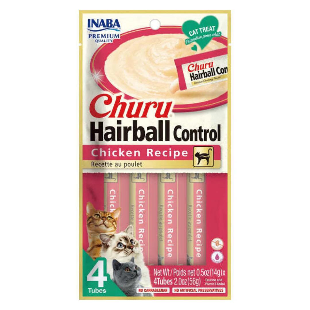 INABA CAT CHURU PUREE HAIRBALL CONTROL CHICKEN 56G 6PK