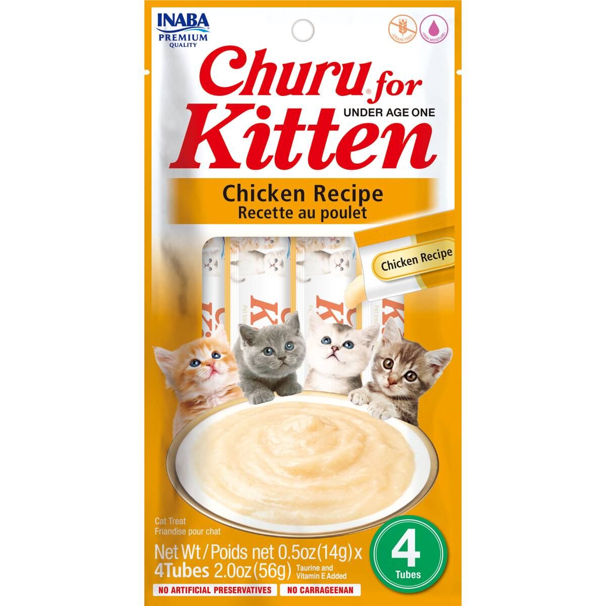 INABA CAT CHURU PUREE KITTEN CHICKEN 56G 6PK