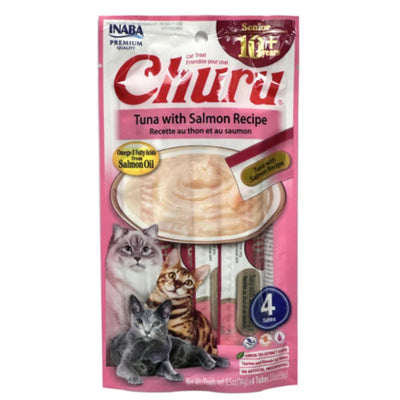 INABA CAT CHURU PUREE SENIOR 10+ TUNA SALMON 56G 6PK