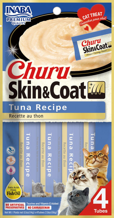 INABA CAT CHURU PUREE SKIN & COAT TUNA 56G 6PK