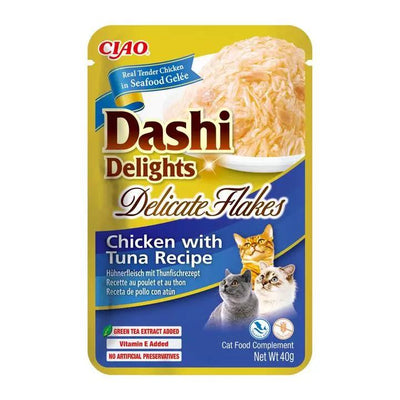 INABA DASHI DELIGHTS DELICATE FLAKES CHKN TUNA 40G 6PK