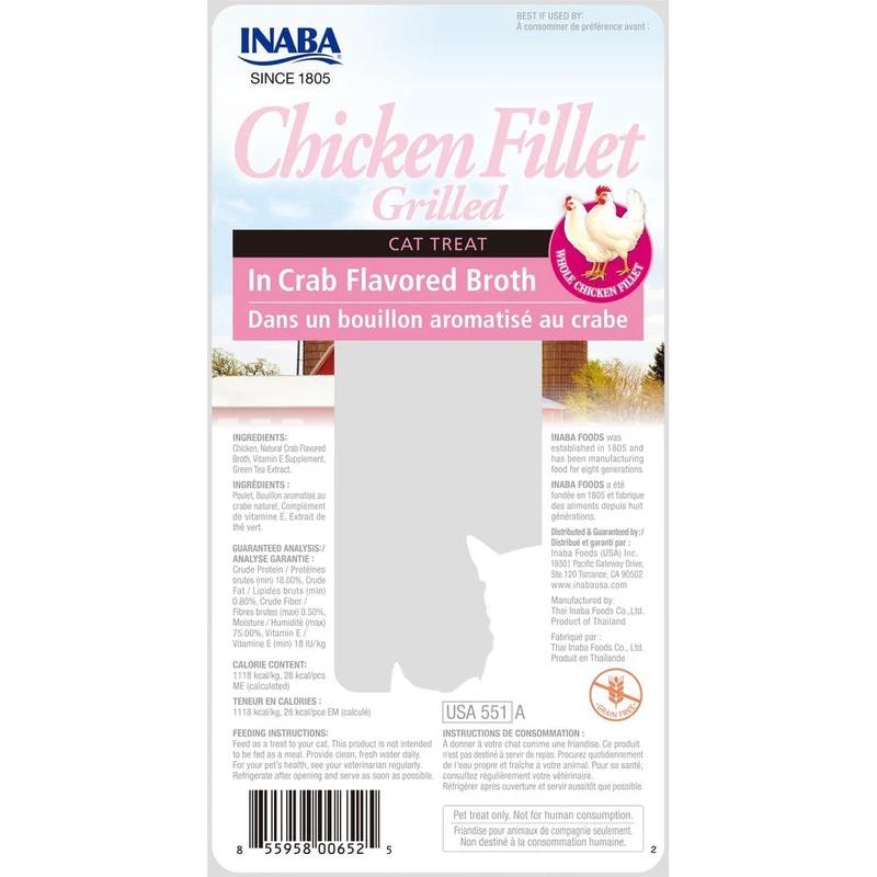 Inaba Cat Grilled Chicken Fillet In Crab Broth 25g 6pk