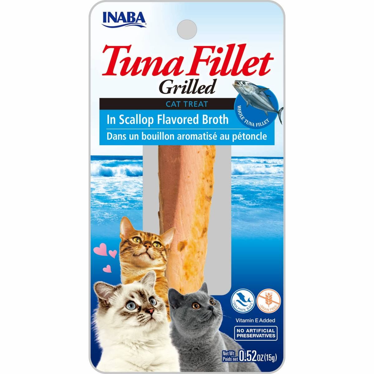 INABA CAT GRILLED TUNA FILLET IN SCALLOP BROTH 15G 6PK