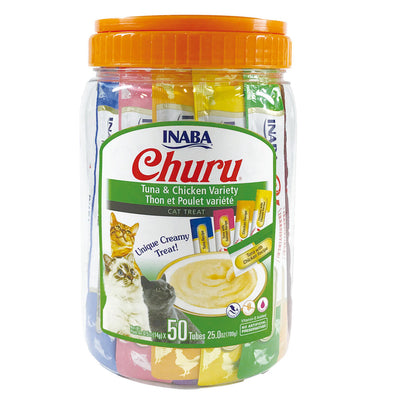 INABA CAT CHURU PUREE TUNA CHICKEN VARIETIE 50PK BOX