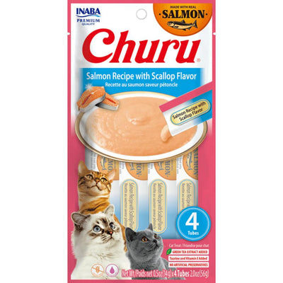 INABA CAT CHURU PUREE SALMON SCALLOP CHKN VARIETY 20PK BOX