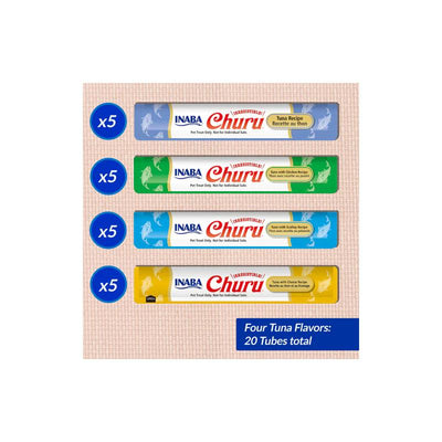Inaba Churu Puree Tuna Varieties Natural Cat Food Topper 20 X 14g