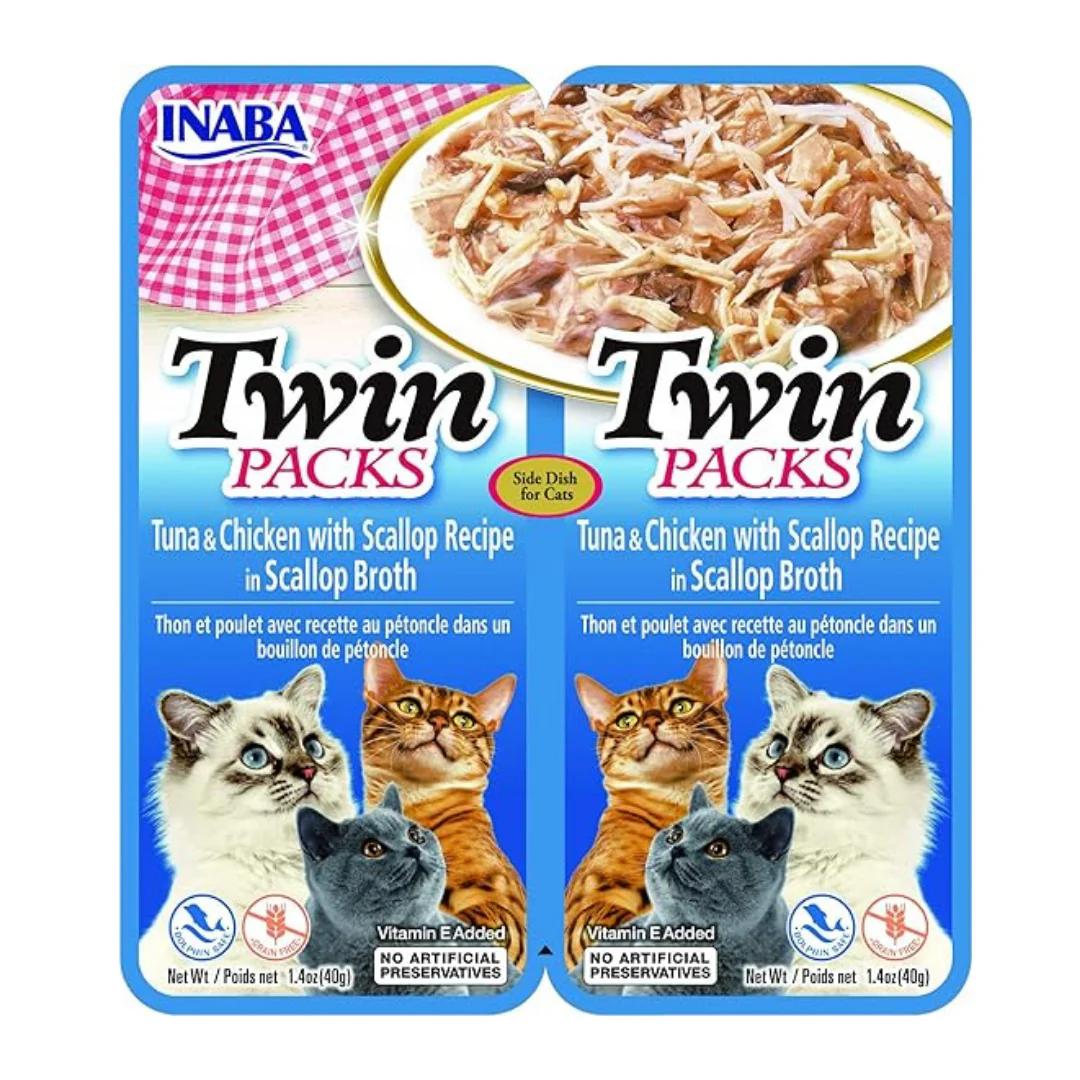 INABA CAT TWIN PACKS TUNA CHKN SCALLOP BROTH 80G 6 PK