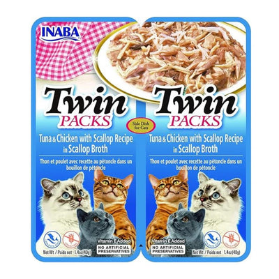 INABA CAT TWIN PACKS TUNA CHKN SCALLOP BROTH 80G 6 PK