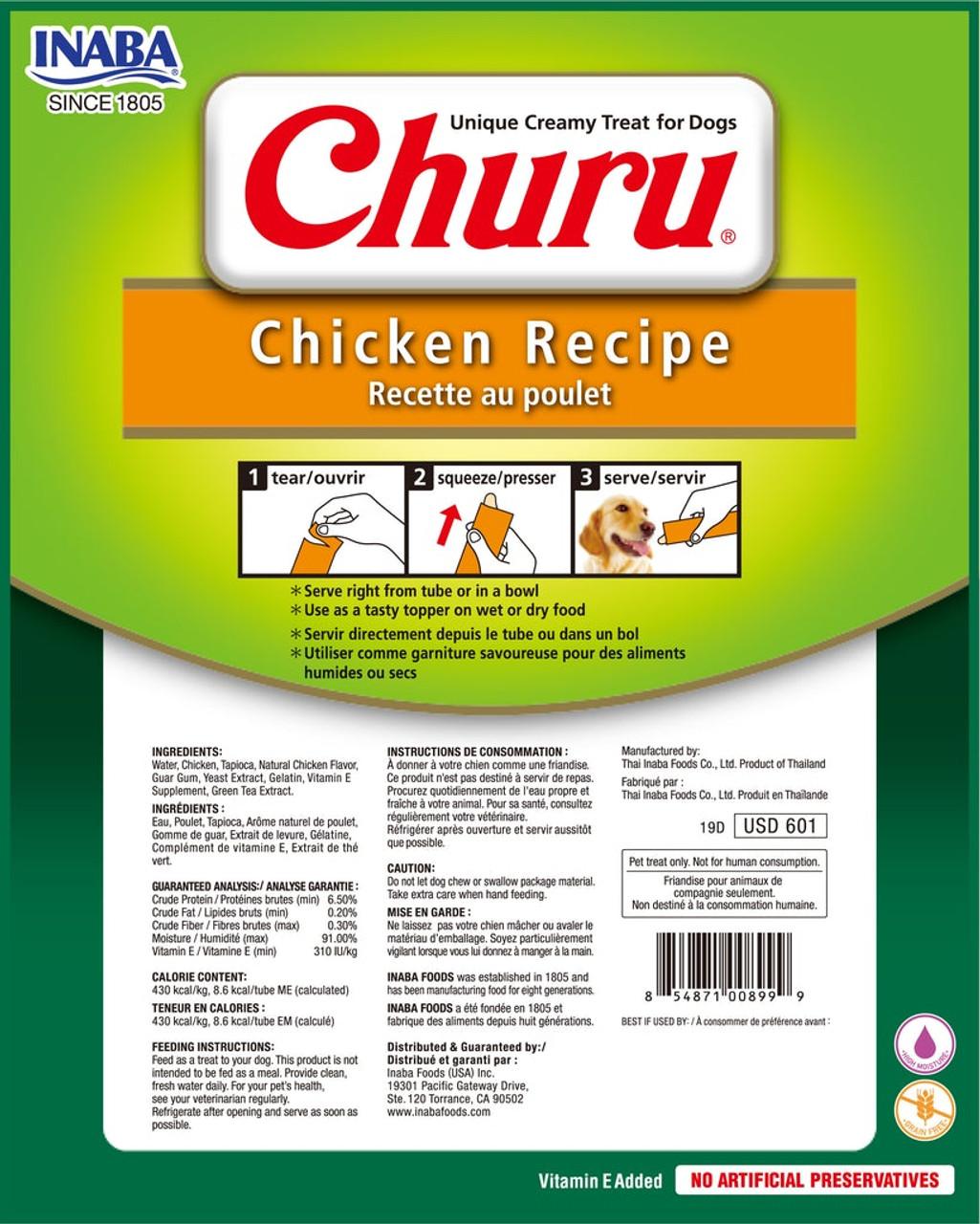 Inaba Churu Creamy Puree Chicken With Vegetables Dog Treat Tubes 6 X 160g