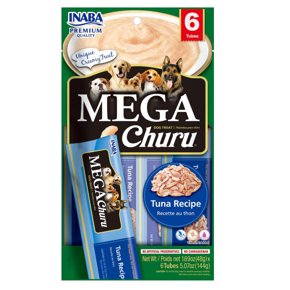 INABA DOG MEGA CHURU PUREE TUNA 144G 6PK