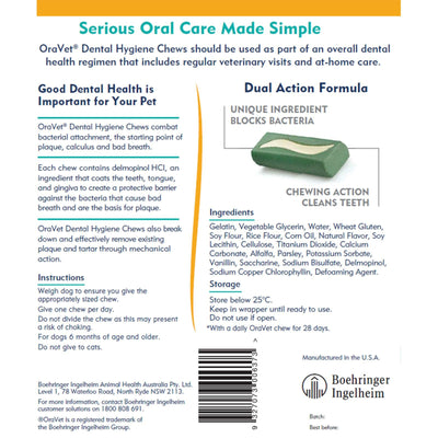 Oravet Plaque & Tartar Control Chews For Extra Small Dogs Up To 4.5kg 28 Pack Yellow