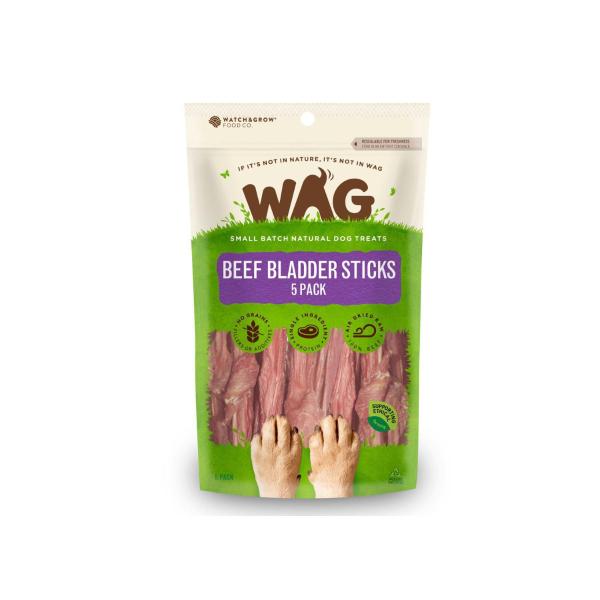 Wag Beef Bladder Sticks 5 Pack