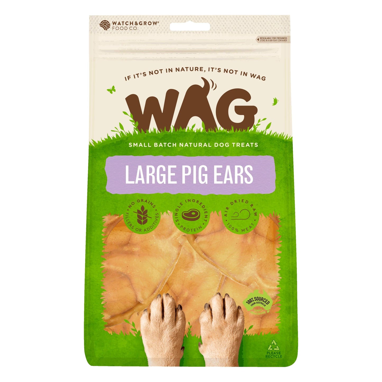 WAG 5 Pack Pig Ear Large Treats