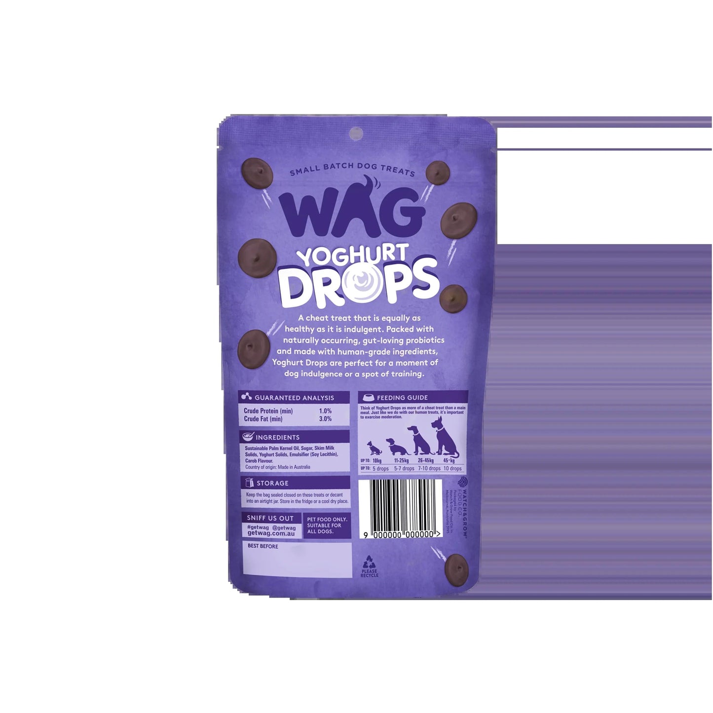 WAG Yoghurt Drops 250g Carob Pouch
