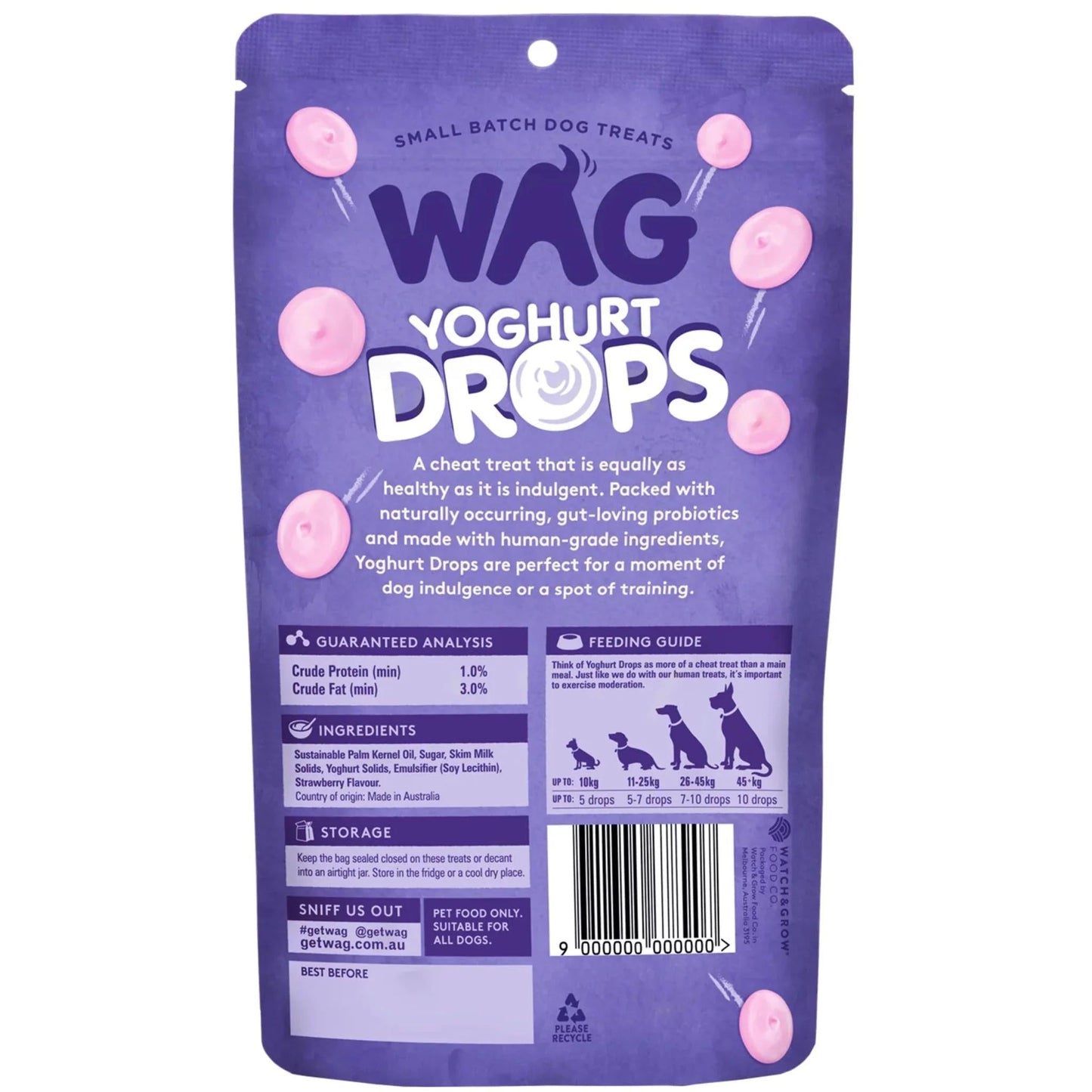 WAG Yoghurt Drops 250g Strawberry Pouch