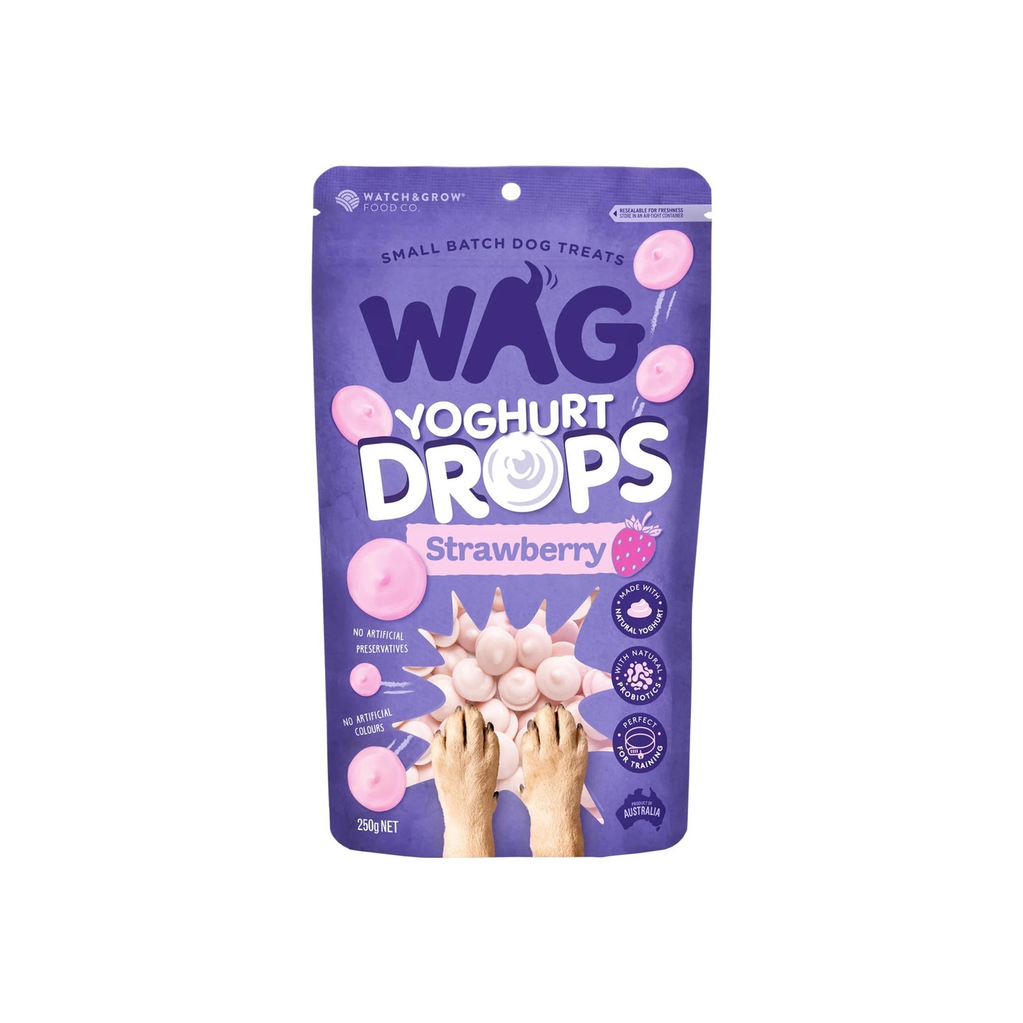 WAG Yoghurt Drops 250g Strawberry Pouch