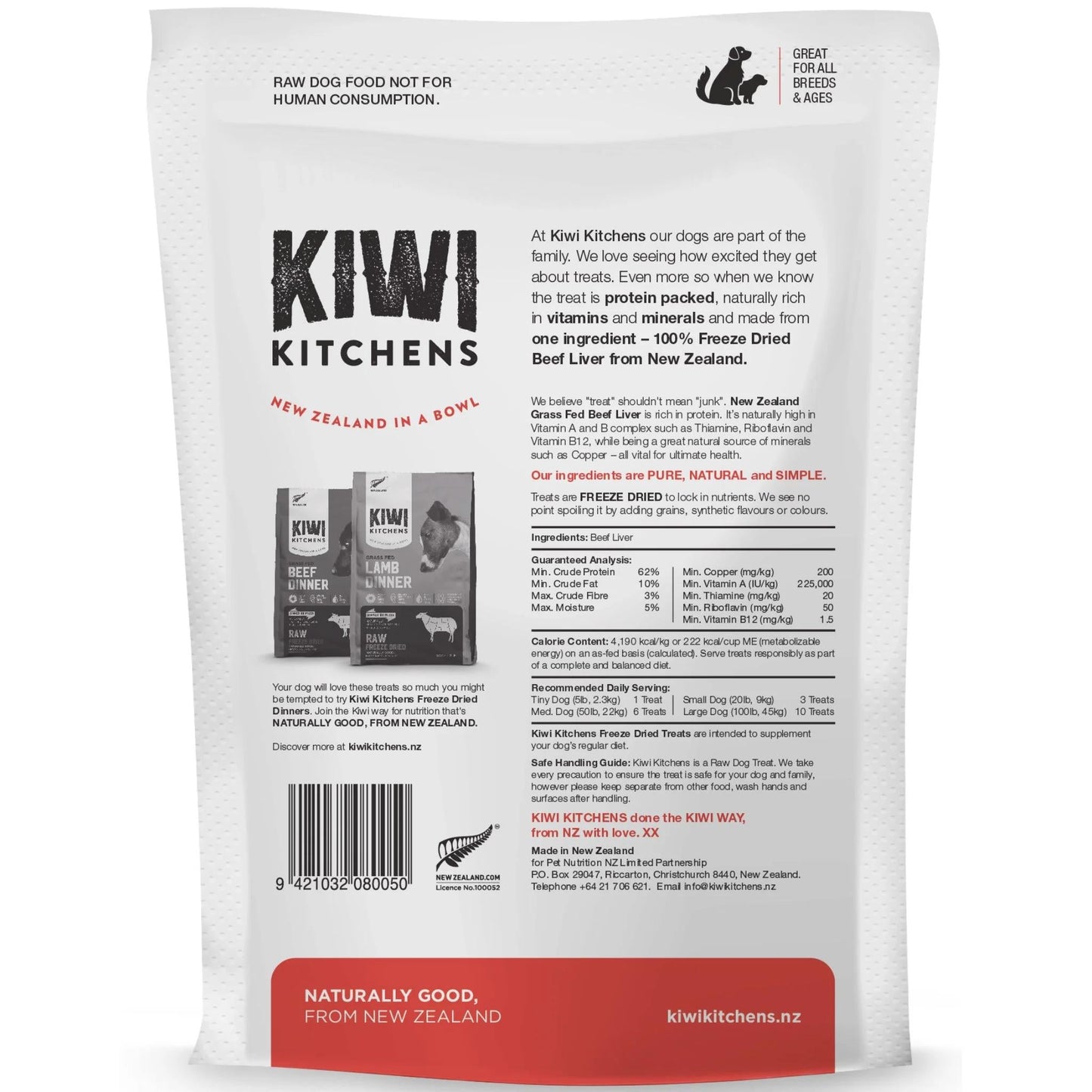 Kiwi Kitchens Freeze Dried Beef Liver Treat 250g