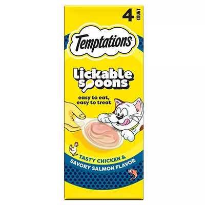 Temptations Creamy Spoons Tasty Chicken And Savoury Salmon Flavour 4 Pack